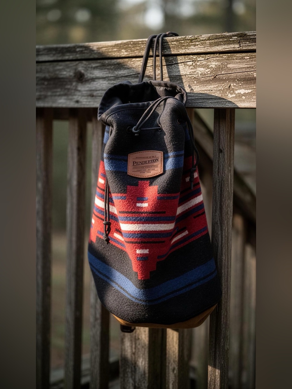 Vintage PENDLETON Aztec Print Wool
Drawstring Duffle Slingpack - Picture 2 of 6